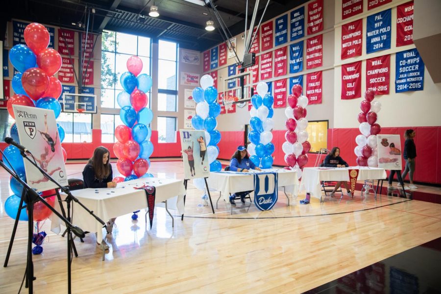 An image from Castilleja's college signing day in 2019 for the class of 2020