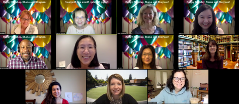 A group of Castilleja teachers comes together on Zoom to celebrate 