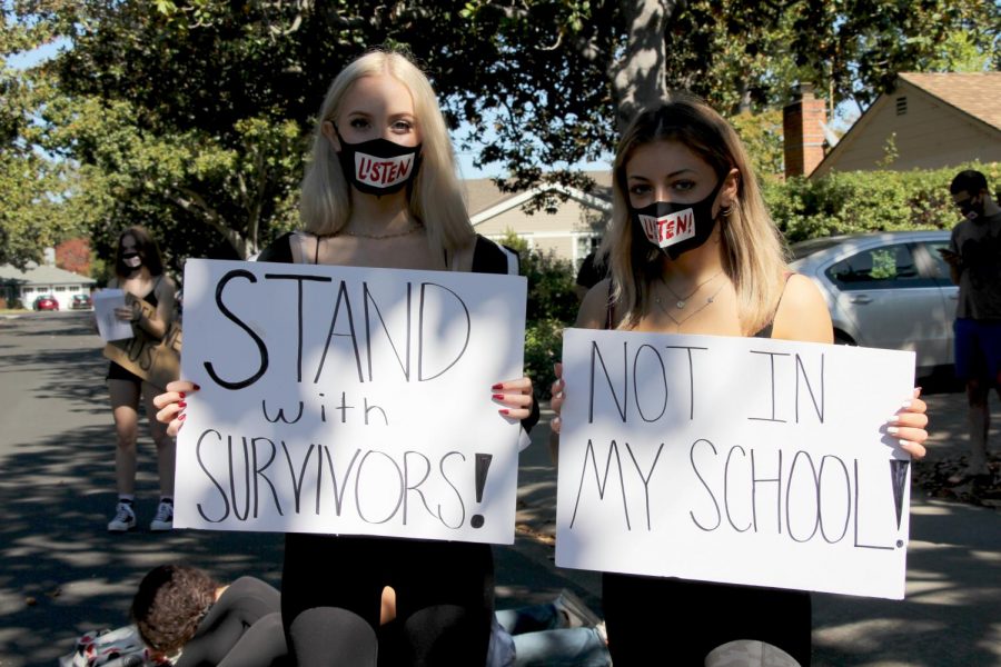 A number of Palo Alto teens gathered to protest Palo Alto schools handling of sexual assault cases.